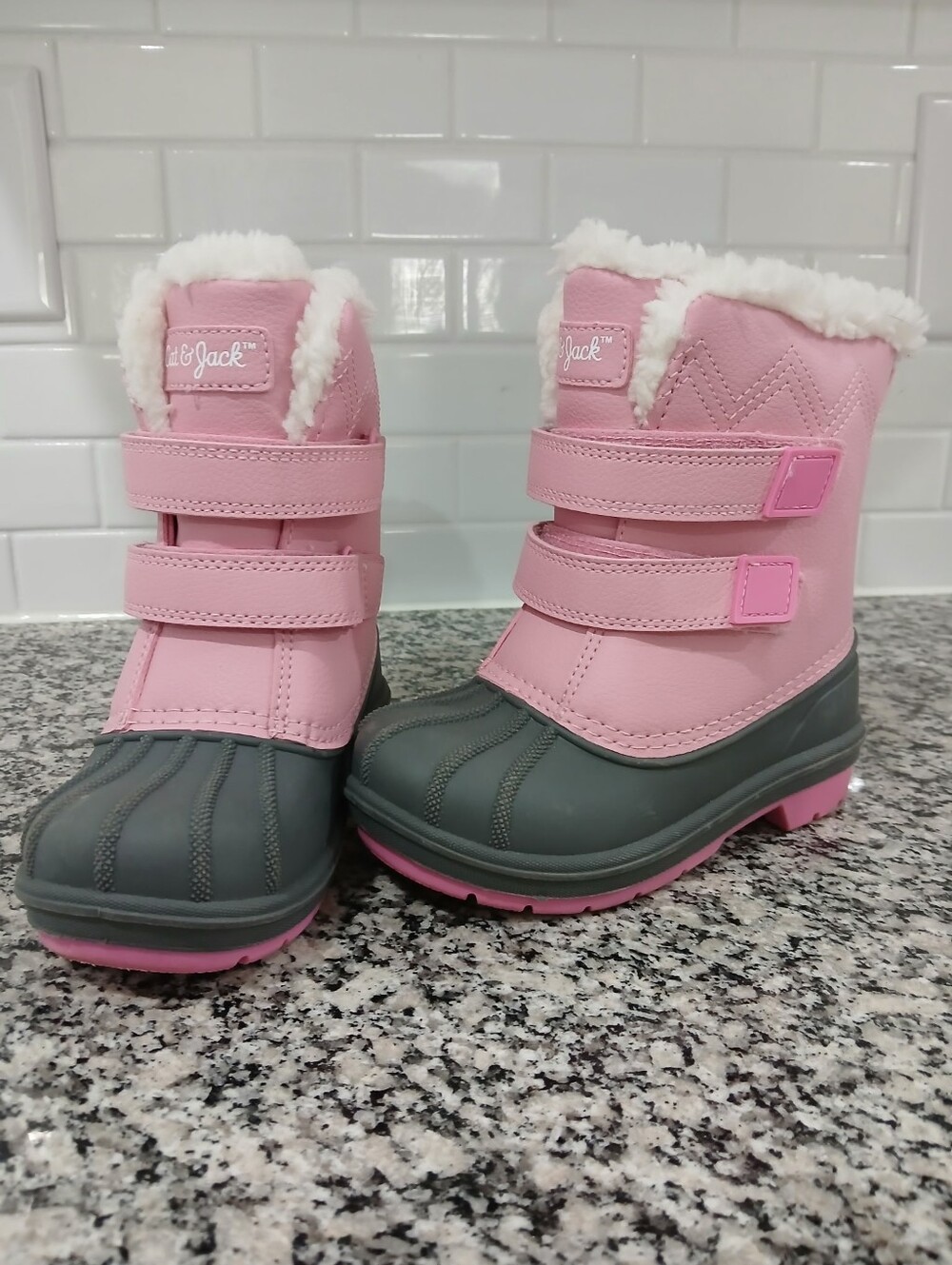 Cat And Jack  Pink and Gray Kids' Insulated Winter Boots